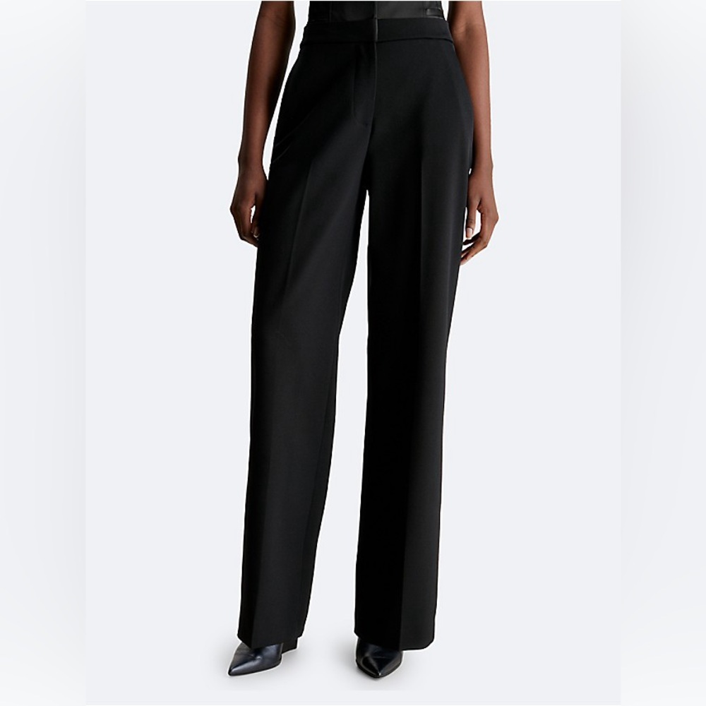 Calvin Klein Black Wool Twill Pants 36